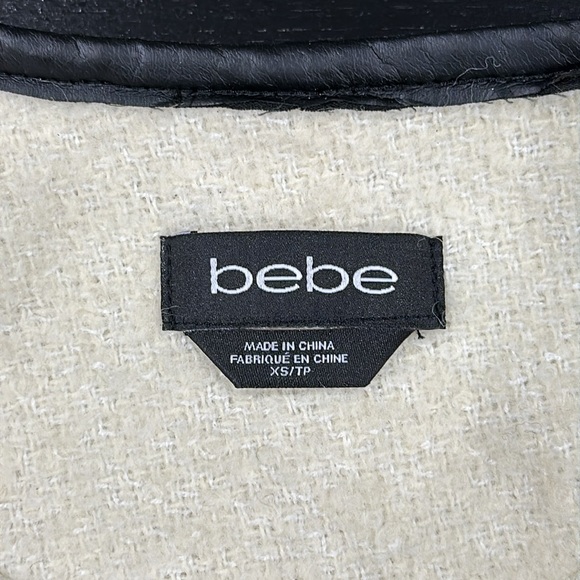 Bebe Wool Cropped Jacket with Faux Leather and Zipper Design Accents - XS. - Picture 5 of 9